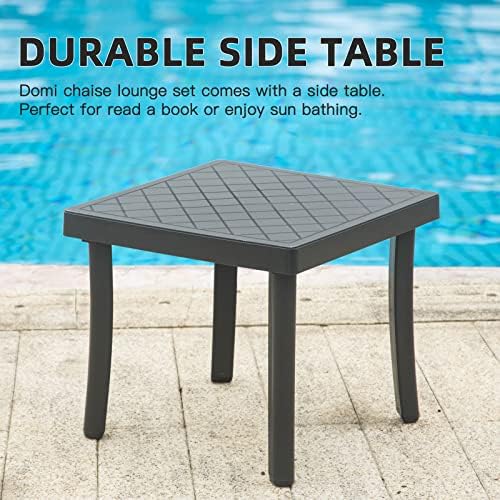 Domi Pool Lounge Chairs, Aluminum Patio Chaise Lounge with Side Table, 5 Posi...