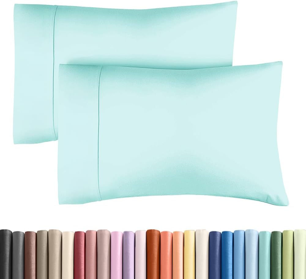 Queen Pillow Cases - 2 Pack - Super Soft Pillowcase Covers - Envelope Enclosure - Hotel Quality Pillow Protectors - Wrinkle Free, Shrink and Stain Resistant - Machine Washable - 20" x 30" (Spa Blue)