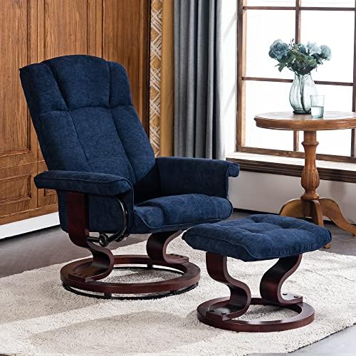 MCombo Manual Swivel Recliner with Ottoman, Chair Ottoman Set for RV Small Sp...