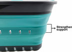 SAMMART 42L (11 gallon) Collapsible Plastic Laundry Basket - Foldable Pop Up Storage Container/Organizer - Space Saving Hamper/Basket (Grey/Crystal Blue)