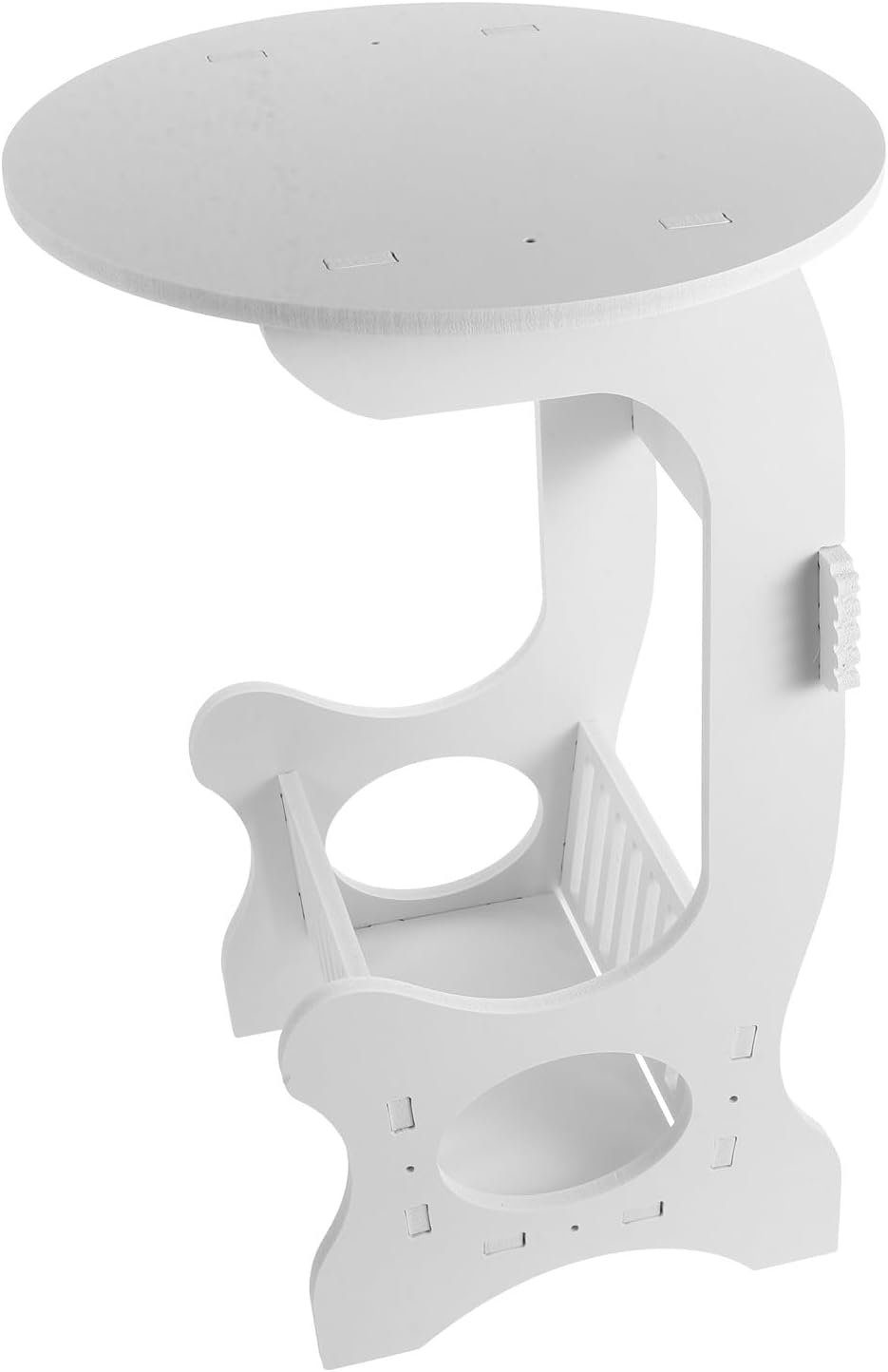 Small Round White End Table for Living Room Bedroom Balcony, Compact Bedside ...