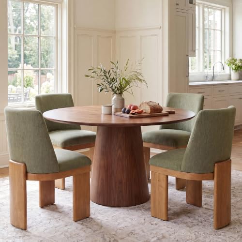 RIVOVA Upholstered Dining Chairs Set of 4, Modern Wooden Dining Room Chair Li...