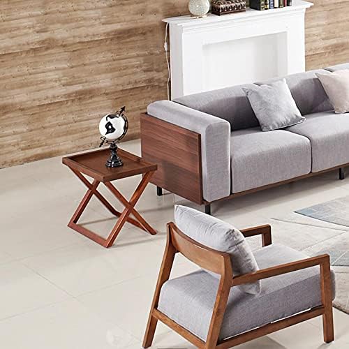 Telephone Table, Walnut Grain,Solid Wood Storage Tray X-Shaped Side Table,Tel...