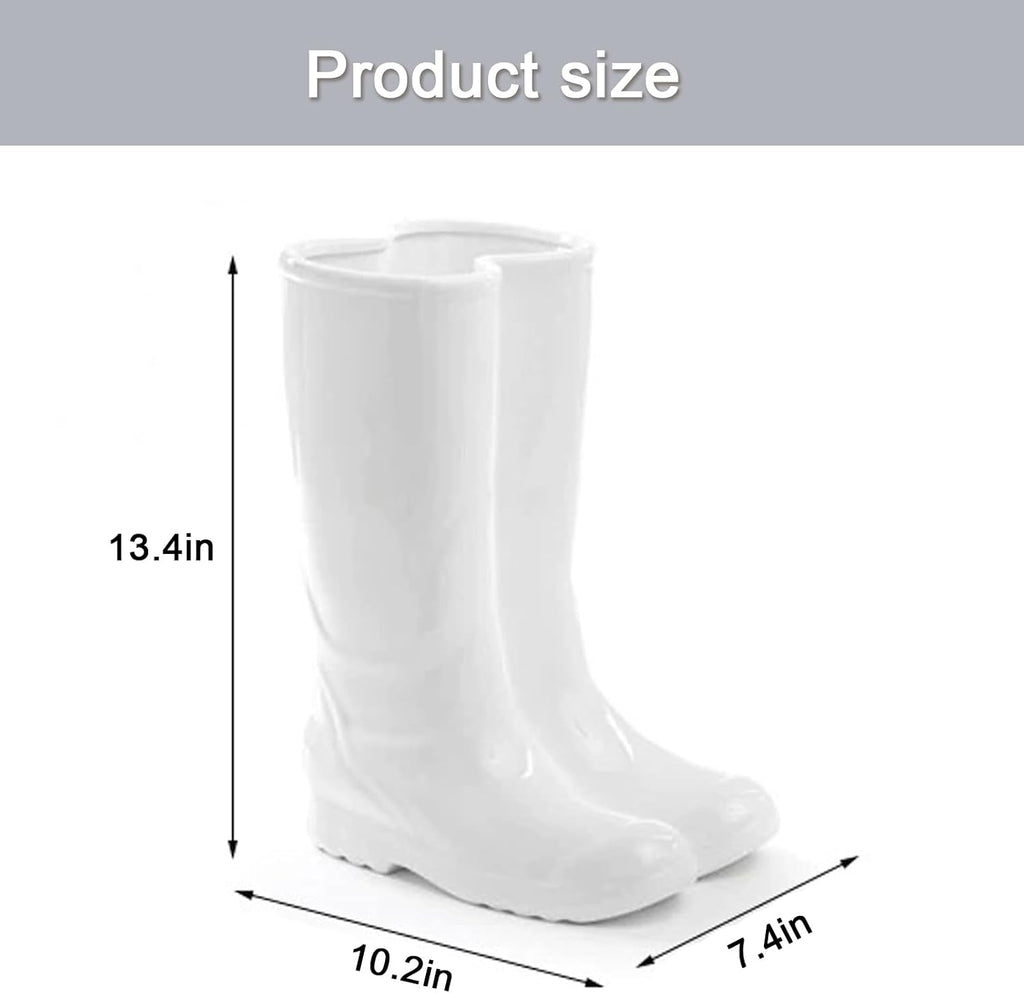 Modern White Decorative Umbrella Stand Indoor,Ceramic Rain Boot Umbrella Holder/ Cane Holder for Entryway,Flower Vase for Home Decor,Decorations for Living Room,Hallway,Office