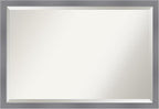 Amanti Art Grey Wall Mirror 27x39 Edwin Grey Rectangle Bathroom Mirror for Wall Decor Living Room, Large Casual Wood Frame, Hangs Horizonally and Vertically, Bathroom Decor, Beveled Edge from WI, USA