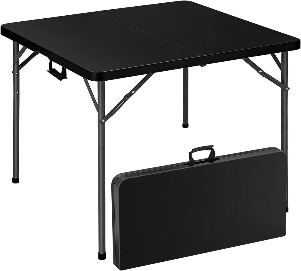 34" Square Folding Table, Portable Folding Card Table with Collapsible L...