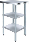 AmGood Stainless Steel Work Table with 2 Shelves | NSF | Metal Utility Table (18" Long x 24" Deep)