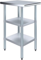 AmGood Stainless Steel Work Table with 2 Shelves | NSF | Metal Utility Table (18" Long x 24" Deep)