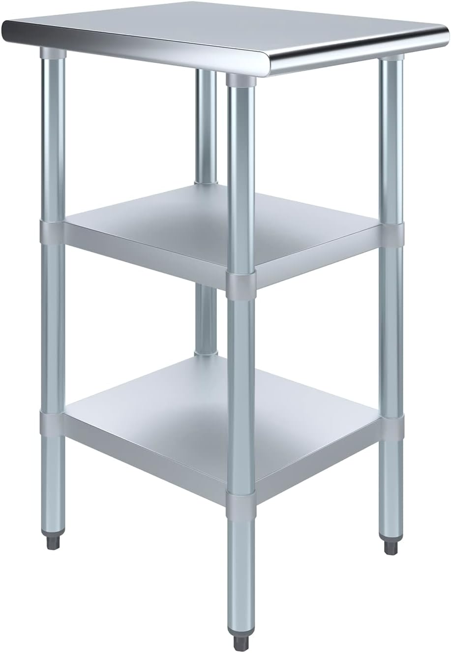 AmGood Stainless Steel Work Table with 2 Shelves | NSF | Metal Utility Table (18" Long x 24" Deep)