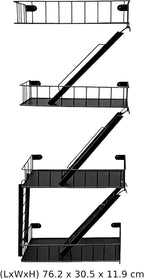 4 Tier Fire Escape Wall Mount Shelf, Iron Art Staircase Floating Display Rack, Black, 30 x 12 x 4.7 in, Wall Storage Organizer for Home Bedroom Living Room Plant Display