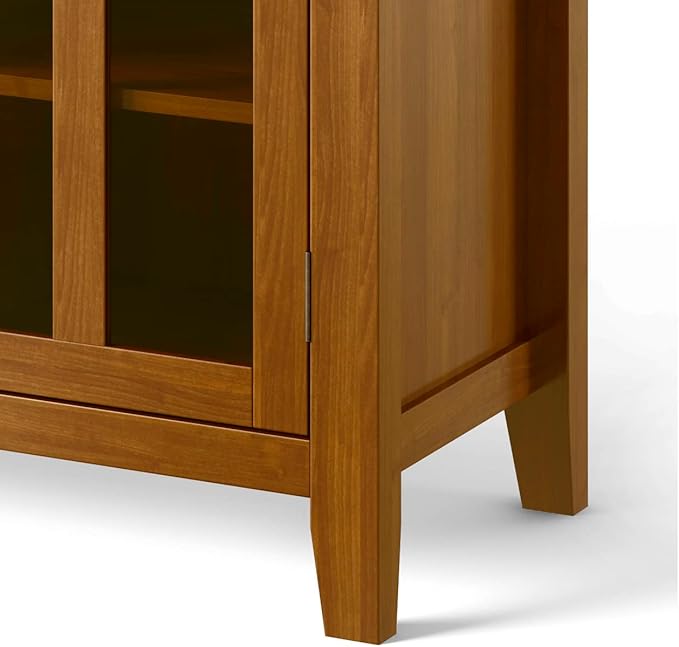 SIMPLIHOME Artisan TV Stand - 53 inch Wide Solid Wood Tall Media Console in Honey Brown, Contemporary Entertainment Center for Living Room for TVs up to 60 Inches with Drawers and Cable Management