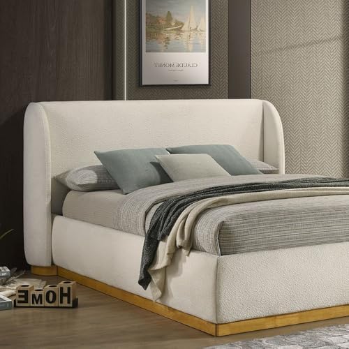 GOWE Bed 1pc Queen Boucle Upholstered Wingback Headboard Bedroom Furniture