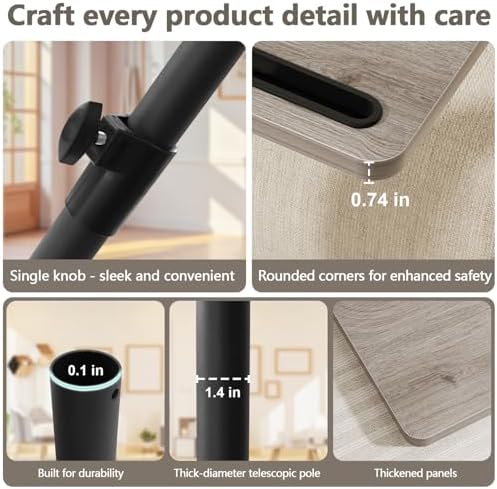 YUHFERA Sofa Armrest Tray Table for Couch - 360° Swivel Height Adjustable End...
