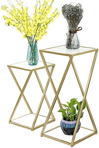 Telephone Table, Sofa Side Table Living Room 2 Tier Square Marble Display Sta...