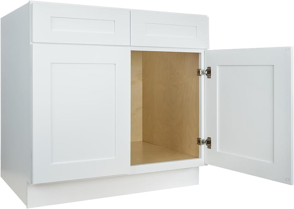 Hollywood Fabiani Design Sink Base Kitchen Cabinet 30 in. W x 24 in. D x 34-1/2 in. H, Shaker White - Solid Wood Frame, 1/2-Inch Cabinet-Grade Plywood Box, Soft-Close Doors, Ready to Assemble