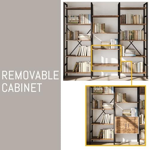 70 x70" Triple 5 Tier Book Shelf, Industrial Large Bookcase with Storage...