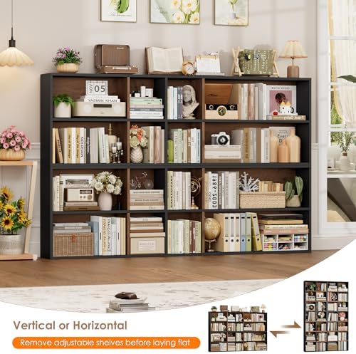 FOTOSOK Bookshelf Bookcase 7-Tier Narrow Bookshelf Tall CD Media Tower Rack