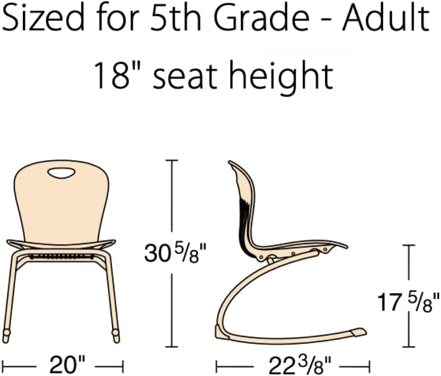 Virco ZROCK18 ZUMA Rocking Chair 18" Seat Height (Set of 2) - Black | For 5th Grade to Adult, Flexible Seating, Promotes Focus, Ideal for Classrooms and Libraries, No Assembly Required