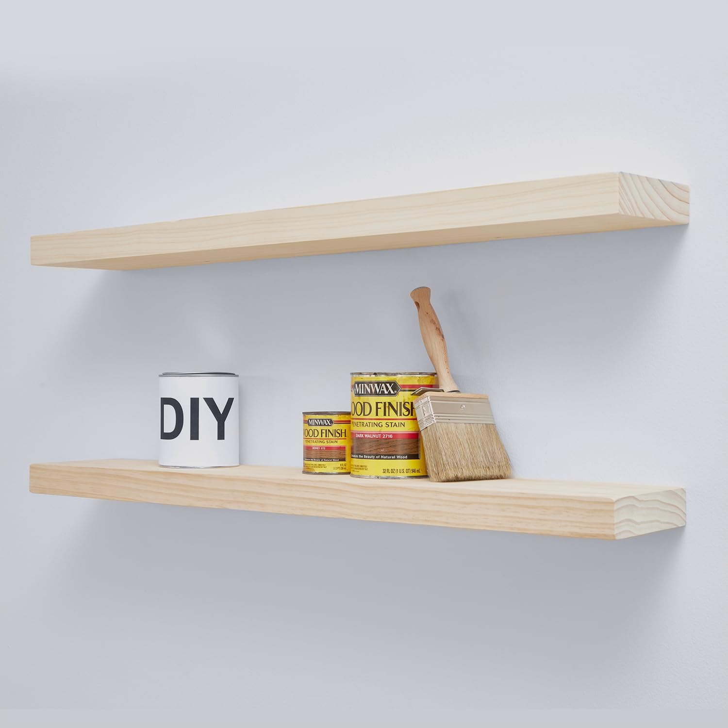 Homeforia 36 inch Wood Floating Shelves, High End Solid Natural Wood 36inch Large Floating Shelf Bathroom, Unfinished Wooden Floating Shelves for Wall, Heavy Duty Bracket, 36 X 6.5 X 1.75 in, Set of 4