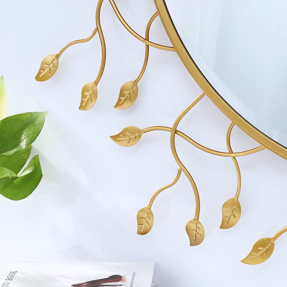 Chende 39" x 39" Gold Decorative Wall Mirror, Large Round Mirror wi...