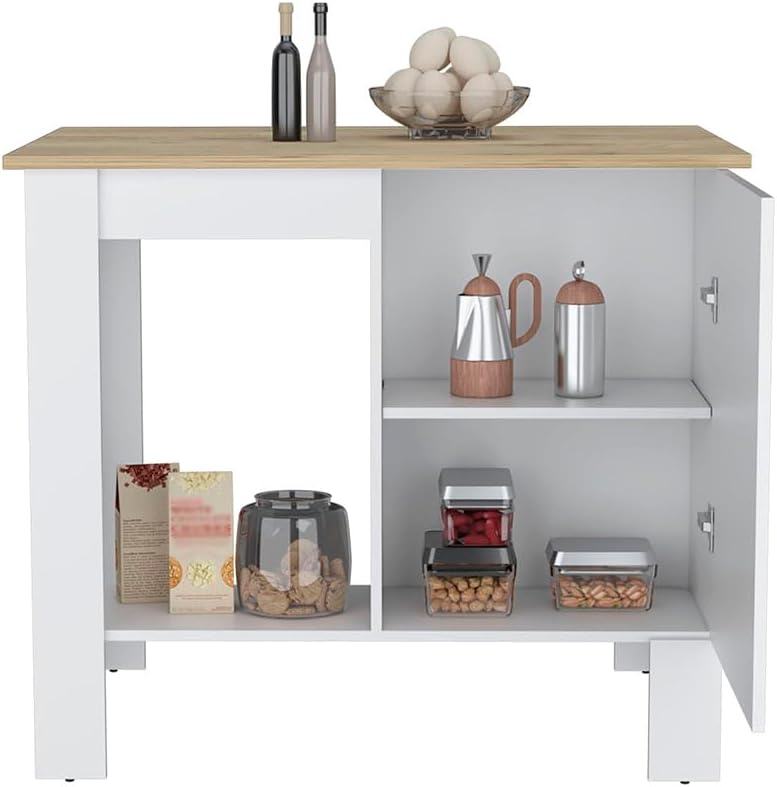 Kitchen Island Shoproni One Drawer White Finish with Multicolor | White kitch...