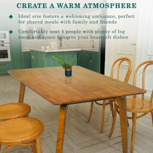 Acacia Verve 48" Solid Wood Dining Table for 4, Rectangular Acacia Wood ...