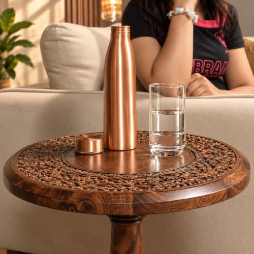 Alpha Living Home Farmhouse End Table, Burnt Brown Flowers