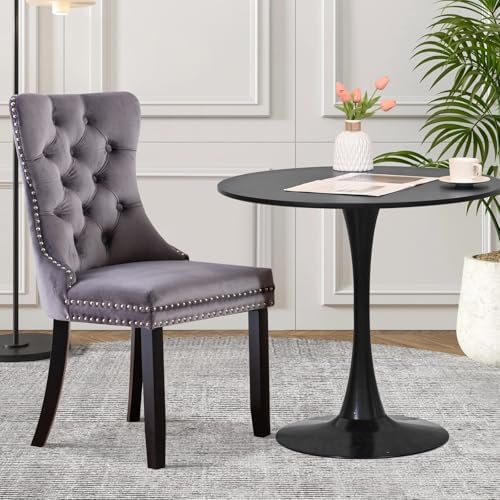 31.5" Small Round Kitchen Table Set for 2 with Velvet Upholstered Chairs