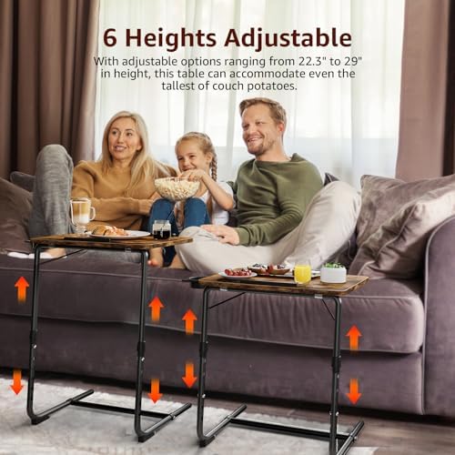 TV Trays Set of 4 - Folding TV Tray Adjustable Dinner Trays for Eating On Cou...