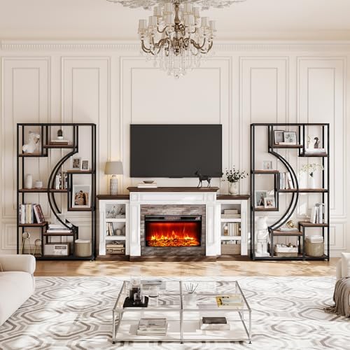 HolliWill 70.8" Tall Bookshelf Set of 2, 79" Wide Geometric Display...