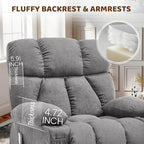 Oversized 360° Swivel Massage Rocker Recliner Chair, Massage & Heat, Grey | Vibration Massage, USB Charge Port, 4 Pockets 2 Cup Holders, Comfy Rocking Recliners for Living Room & Bedroom, Reading Chair