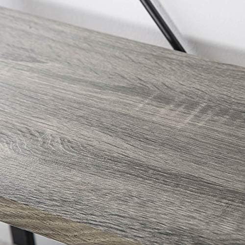 HSH Rustic Bookshelf, Industrial 5 Tiers Open Bookcase, Light Grey Oak