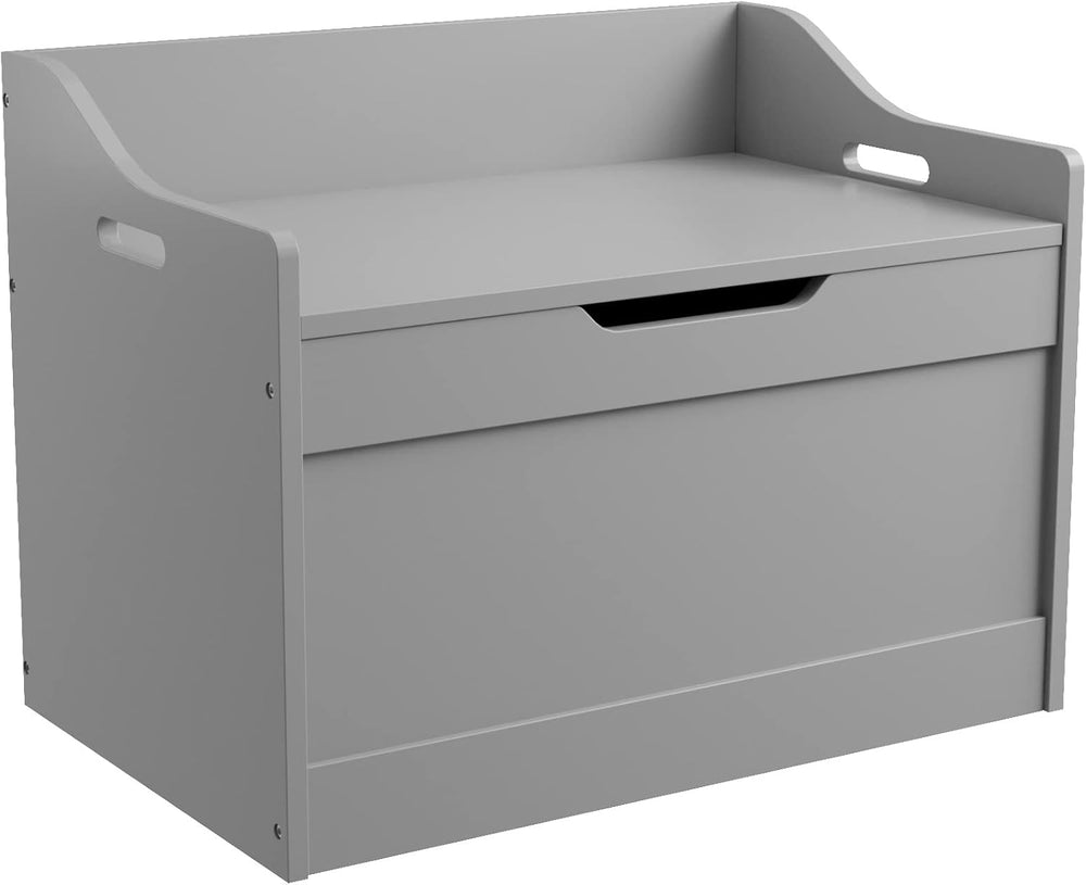 RAAMZO Wood Modern Storage Bench Box Blanket Chest Trunk with Safety Hinged L...