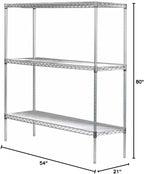 Omega 21" Deep x 54" Wide x 80" High 3 Tier Chrome Starter Shelving Unit