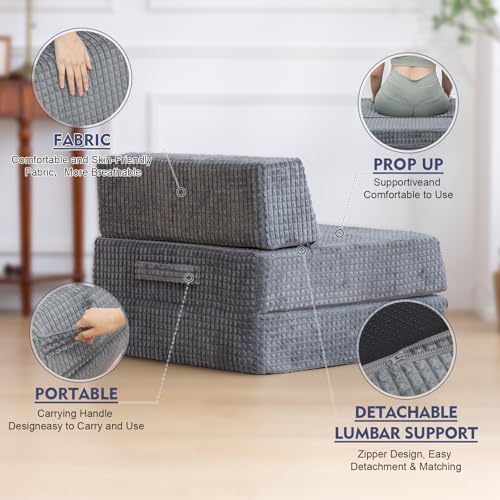 Snug Sofee Futon Sofa Bed, Convertible Sleeper Chair, Floor Mattress, Gray | ...