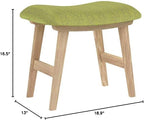 AZUMAYA Home Wooden Tropez Low Stool Textile Fabric Seat Light Green Chair CL-790CGR