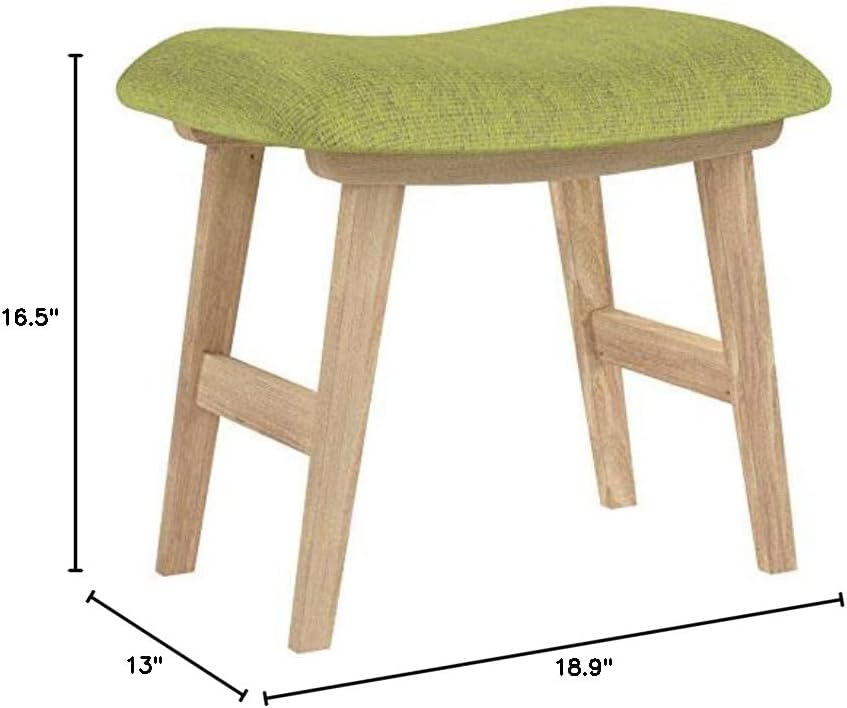 AZUMAYA Home Wooden Tropez Low Stool Textile Fabric Seat Light Green Chair CL-790CGR