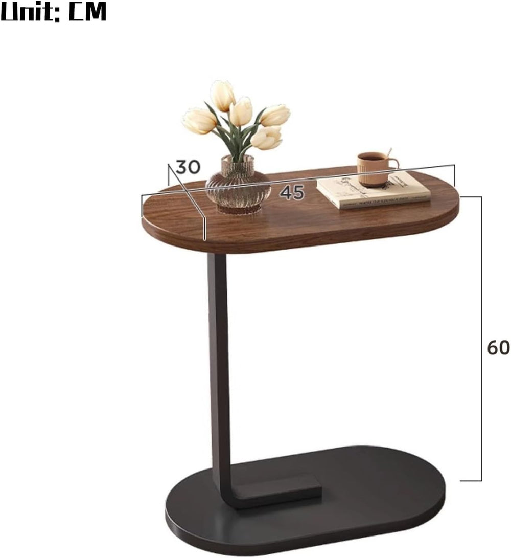 TY&WJ Small Side Table End Table,C Shaped Oval Coffee Table Wooden TV Tra...