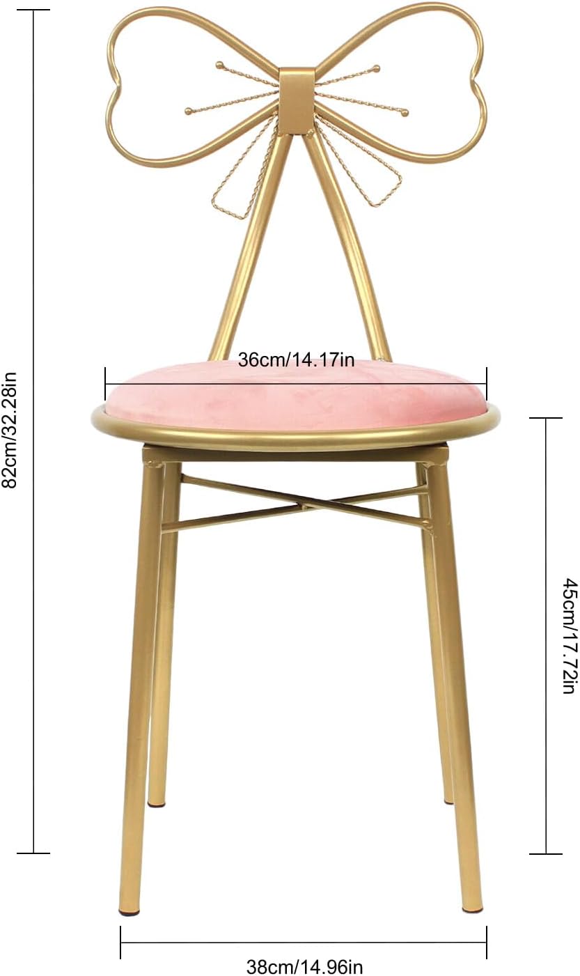Velvet Vanity Chairs, Metal Cute Butterfly Stool Chair Dresser Makeup Chairs ...