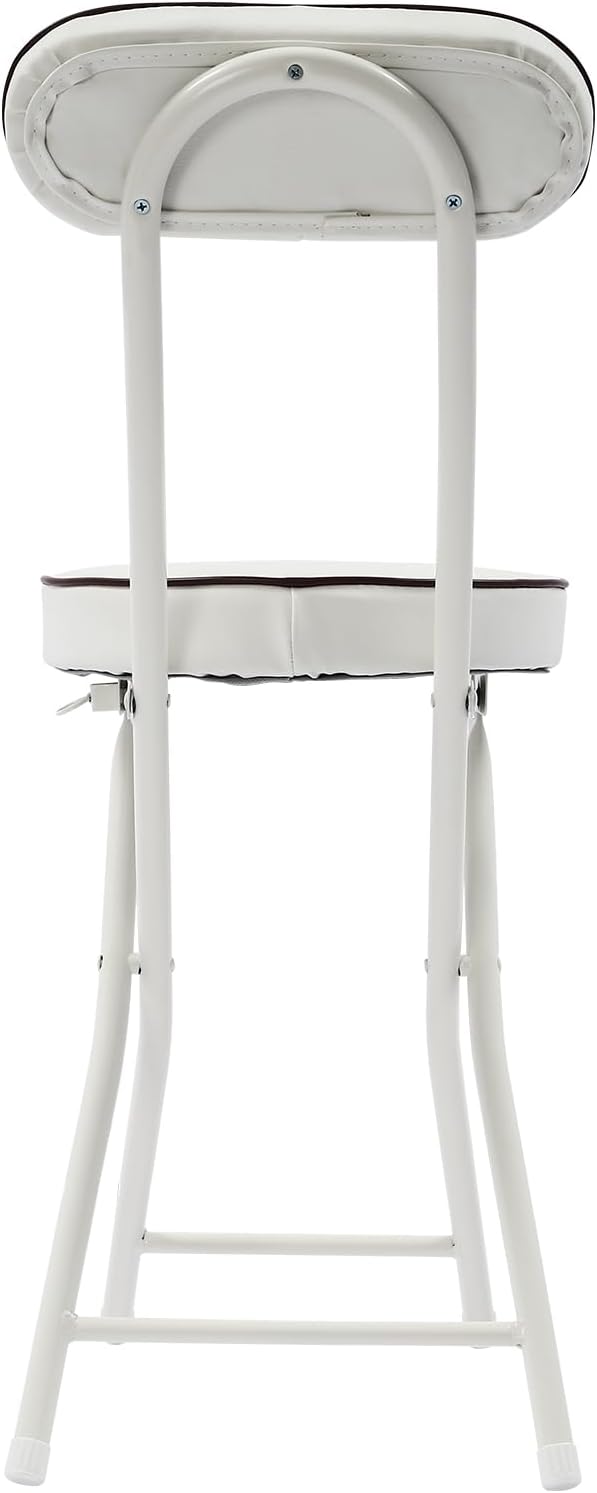 LOYALHEARTDY 4 Pcs Folding Stool, 18.9 in Cushioned Padded Folding Stool Portable Bar Stool with Back for Camping Kitchen Home Office (White)