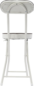 LOYALHEARTDY 4 Pcs Folding Stool, 18.9 in Cushioned Padded Folding Stool Portable Bar Stool with Back for Camping Kitchen Home Office (White)