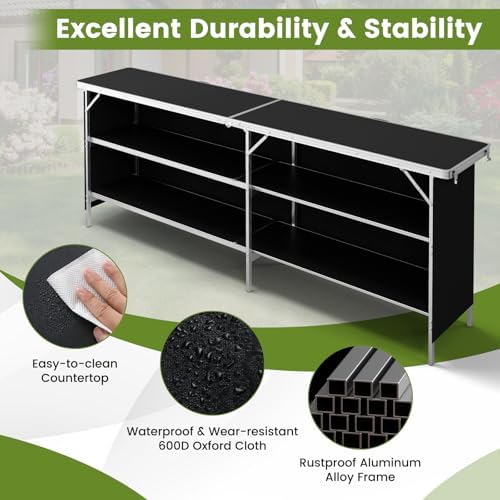 COSTWAY 81" Folding Picnic Table, Portable Bar Table with Carry Bag