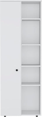 Modern Kitchen Pantry, Storage Cabinet with 5 Shelves, White, Engineered Wood, for Dining Room, Easy to Clean