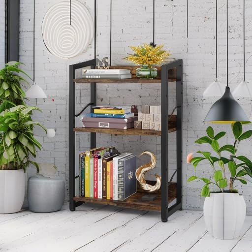 Hosfais 3-Tier Small Bookshelf Bookcase with Edge Protection