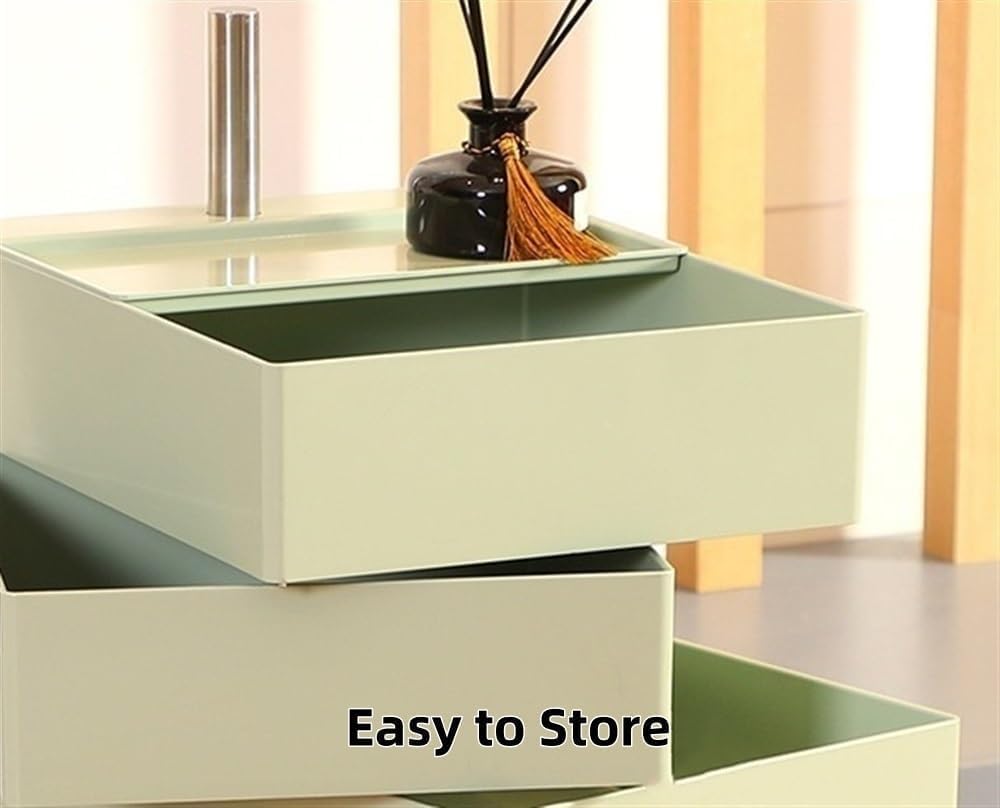 Rotating Storage Cabinet, Multi-Layer Movable Bedside Table, End Table with R...