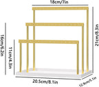 3-Tier Earring Organizer Holder Stand, Metal Jewelry Stand with Tray for Earring Display, 42 Holes Metal Earring Storage Tower Rack for Women Girls Home Use (Gold)