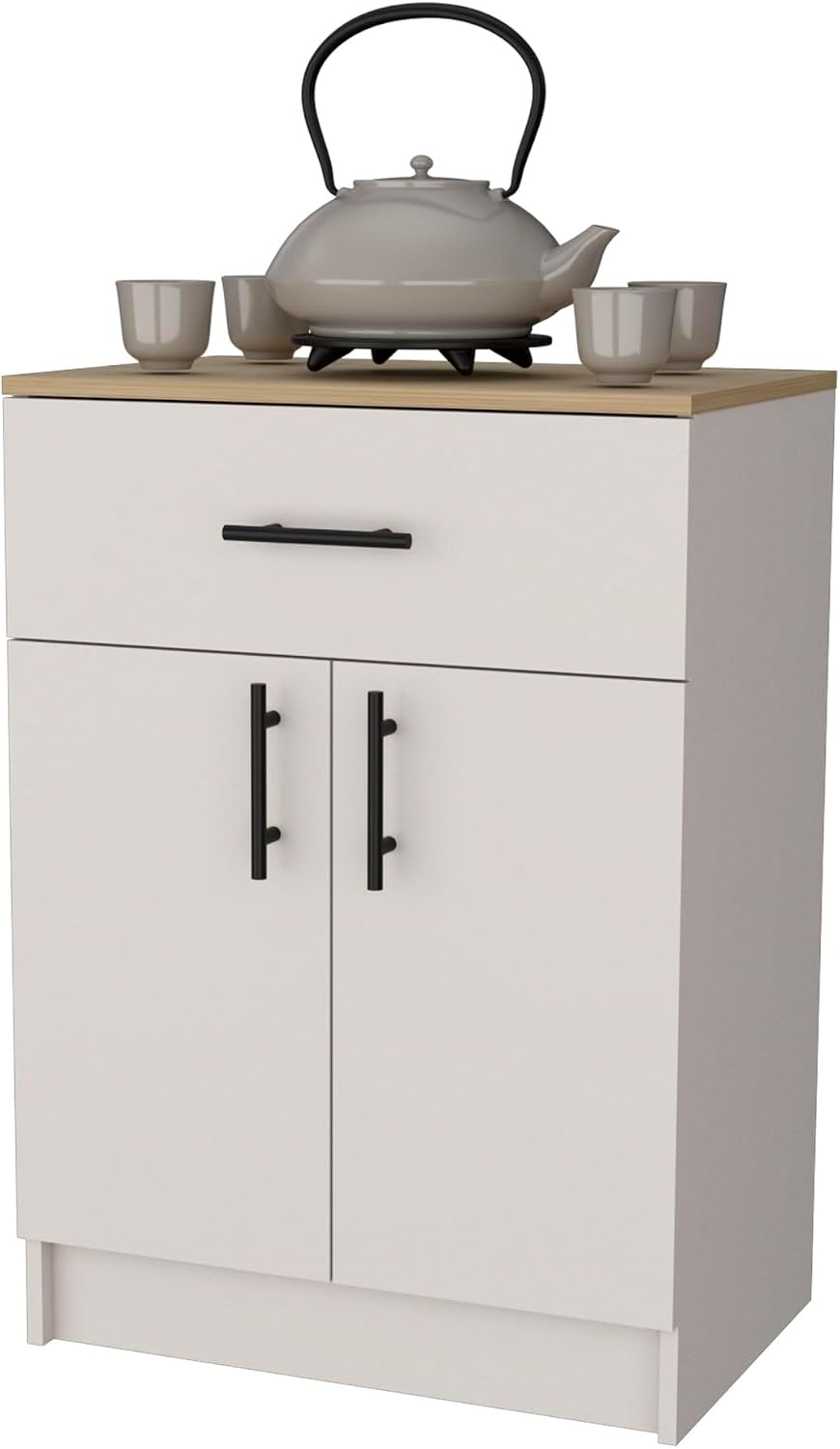 Kitchen Pantry with 2 Doors and 1 Drawer, Melamine and Particleboard | Measur...