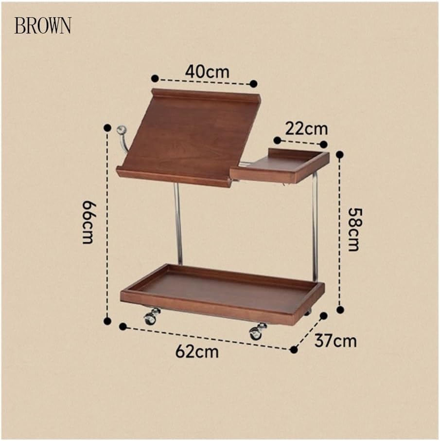 Movable Sofa Side Table Leisure Trolley Wheeled Storage Rack Bedside Coffee S...