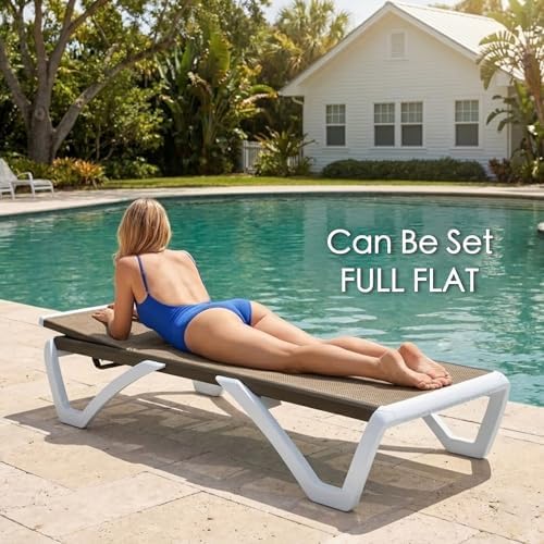 Kozyard Outdoor Chaise Lounge Chair, Full Flat Adjustable Patio Lounger with ...