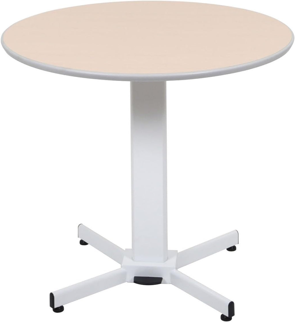 LUXOR LX-PNADJ-Round - Pneumatic Adjustable Round Pedestal Table., White, Medium